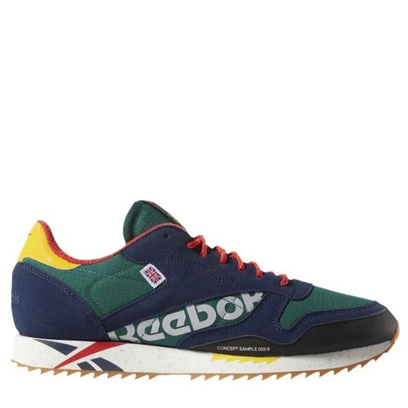Reebok Other - Reebok Classic Leather Ripple Altered sneakers Green Red Yellow Streetwear sz 9